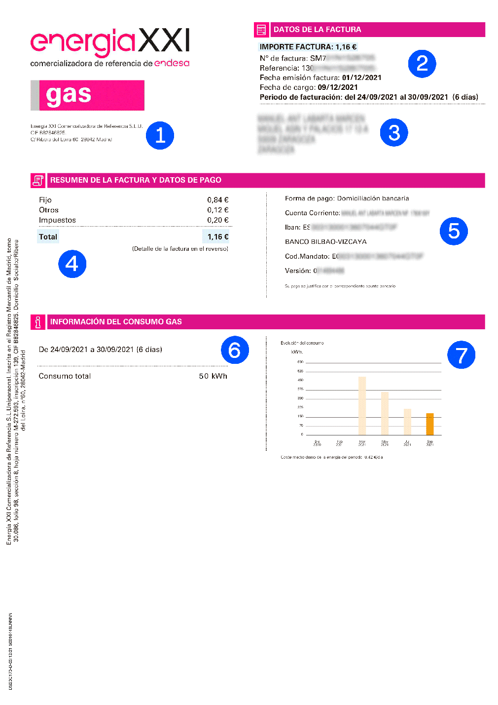 Imagen página 1 factura de gas de Energía XXI