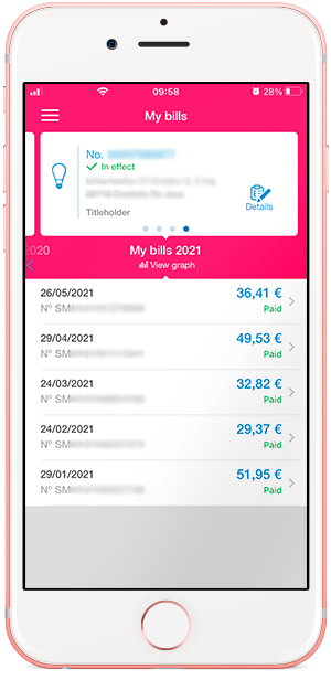 Section My invoices in the Regulated Market app